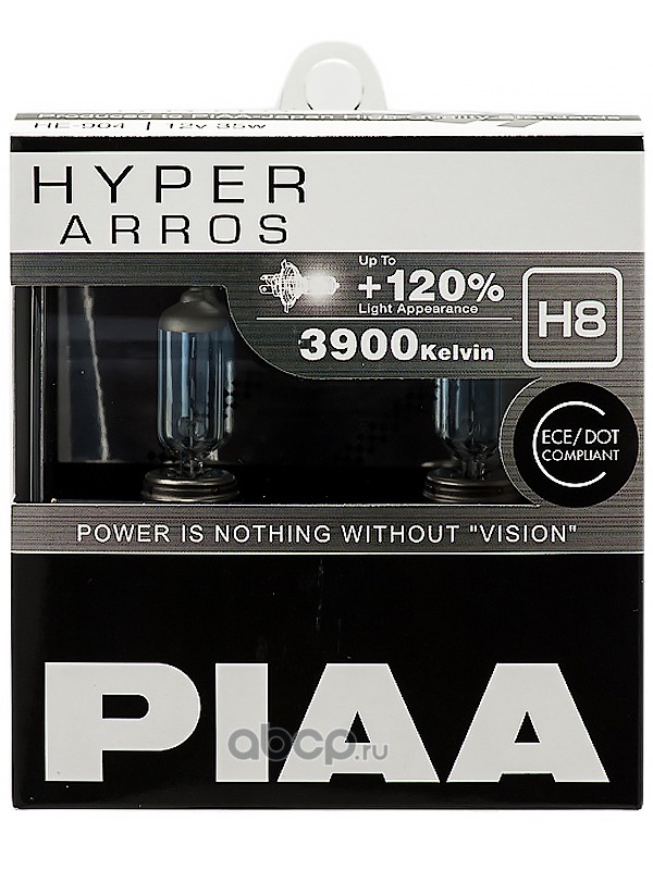 HE904H8 PIAA   PIAA HYPER ARROS ION YELLOW (H8)  2500K 35W (2 )    